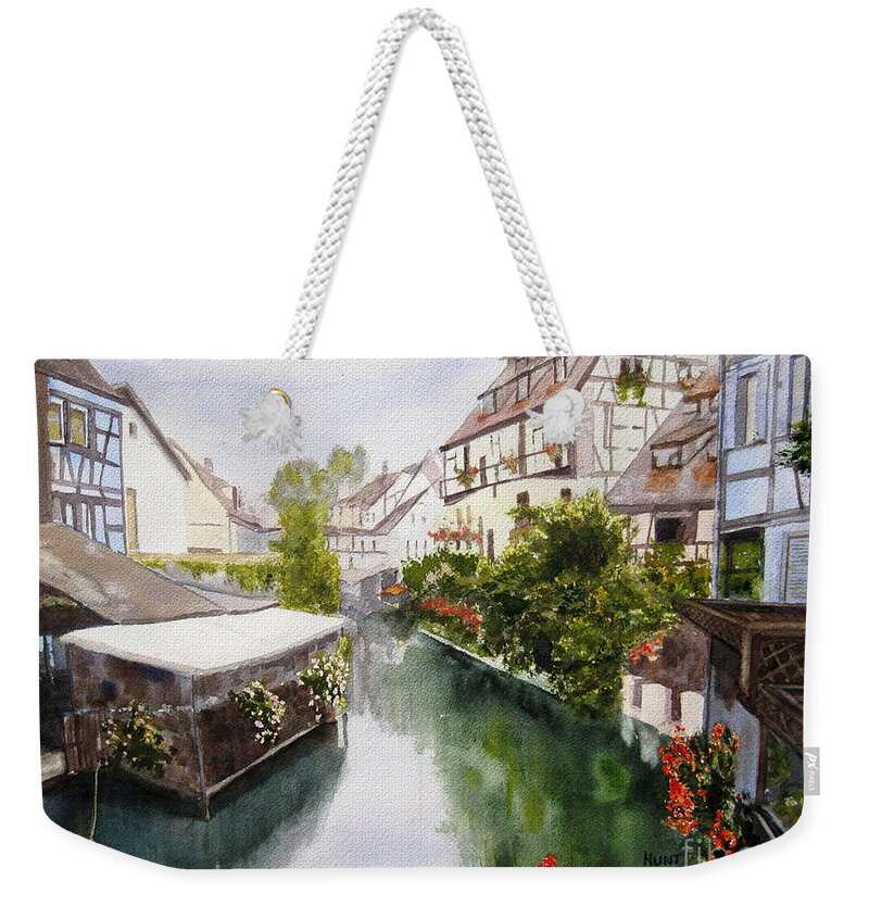 Colmar Weekender Tote Bag featuring the painting Colmar Canal by Shirley Braithwaite Hunt