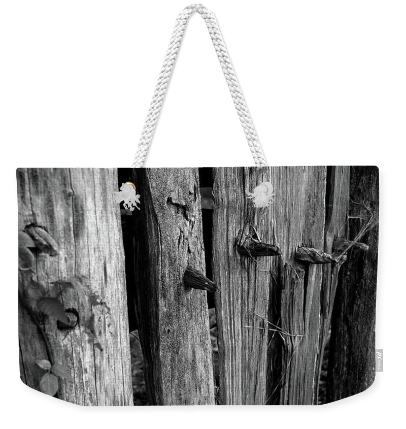 Colonial Weekender Tote Bag featuring the photograph Colonial Fence by Karen Harrison Brown