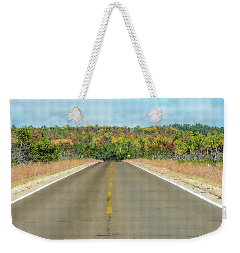 Landscape Weekender Tote Bag featuring the photograph Color At Roads End by Paul Johnson