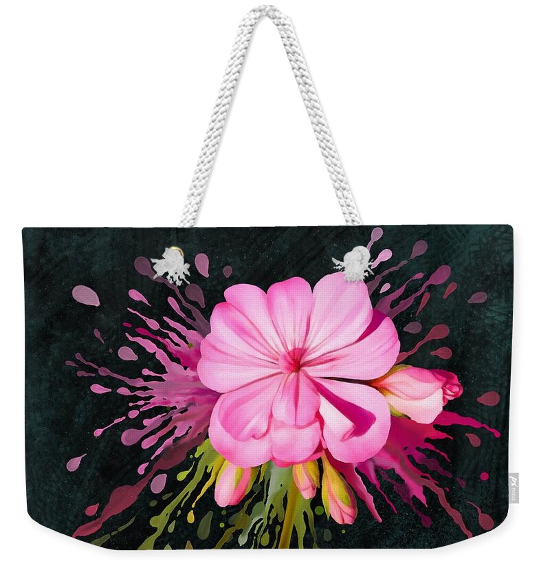 Pink Weekender Tote Bag featuring the painting Color eruption by Ivana Westin