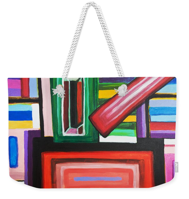 Abstract Weekender Tote Bag featuring the painting Color Squares by Jose Rojas