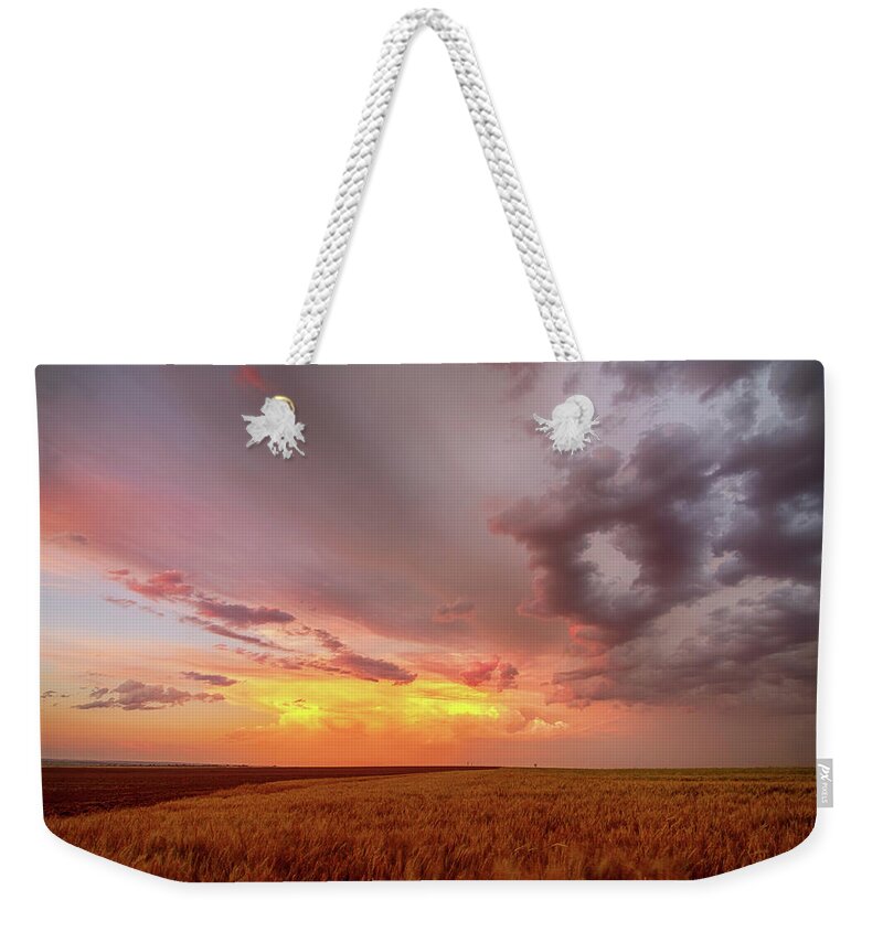 Colorado Weekender Tote Bag featuring the photograph Colorado Eastern Plains Sunset Sky by James BO Insogna