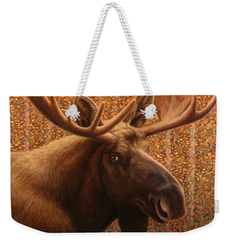 Moose Weekender Tote Bag featuring the painting Colorado Moose by James W Johnson