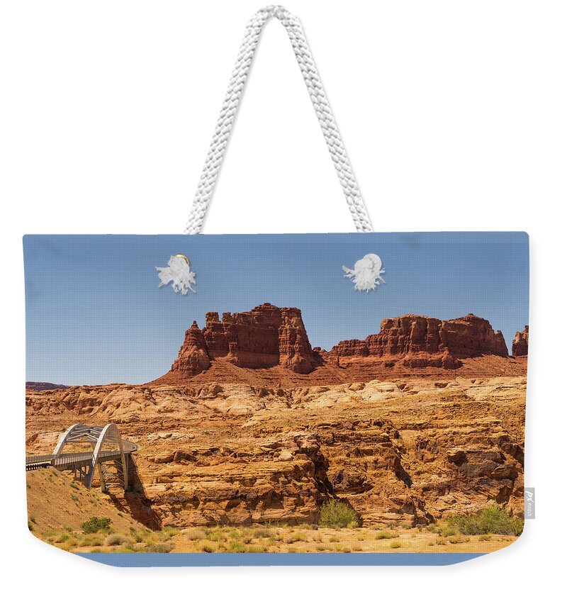 Utah Weekender Tote Bag featuring the photograph Colorado River Bridge Glen Canyon National Recreation Area by Lawrence S Richardson Jr