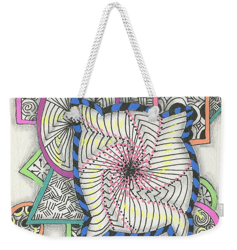 Color Weekender Tote Bag featuring the drawing Colored Frames by Jan Steinle