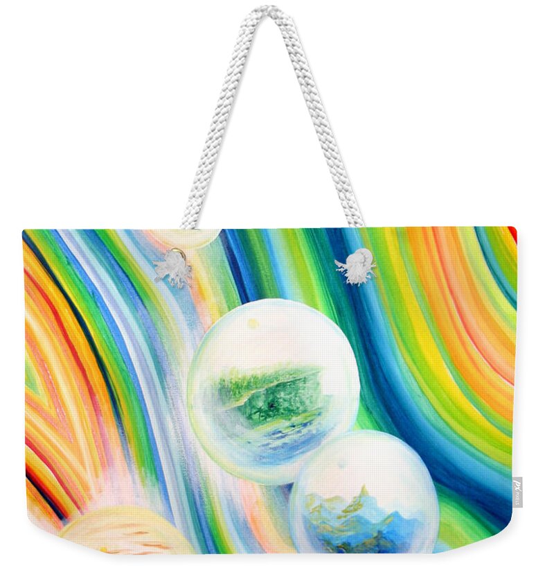 Dream Like Weekender Tote Bag featuring the painting Colored with a Chance of Reality by M E
