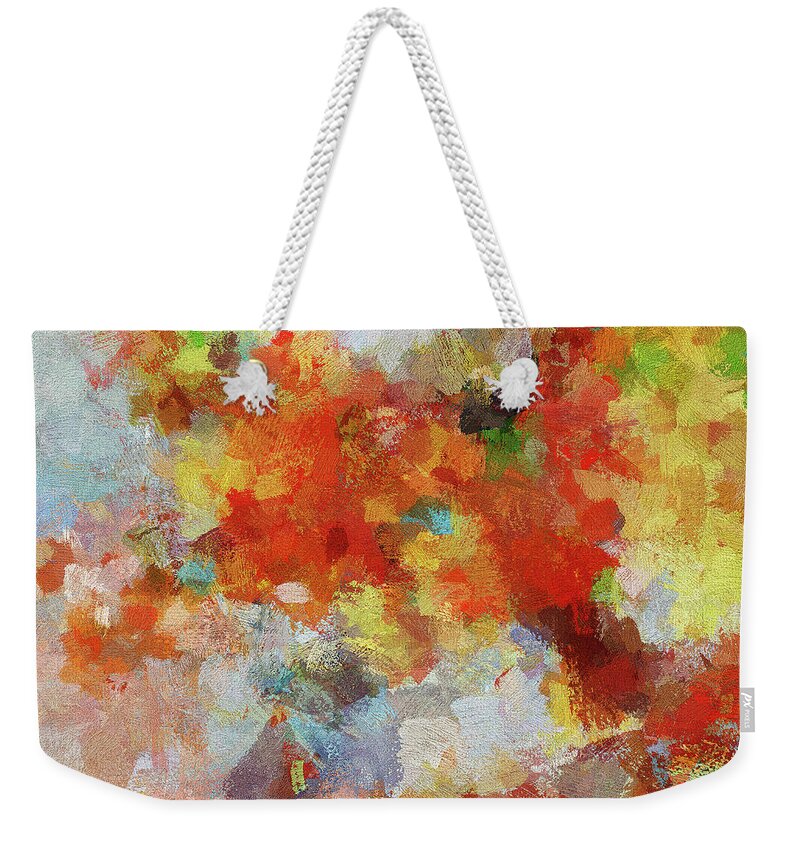 Abstract Weekender Tote Bag featuring the painting Colorful Abstract Landscape Painting by Inspirowl Design