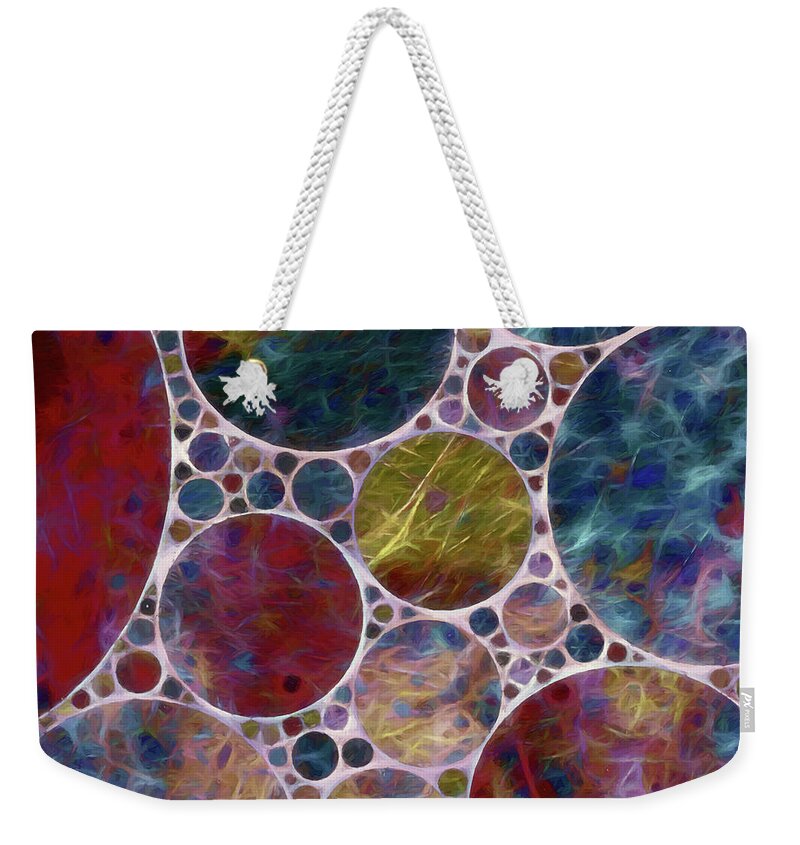 Lenaowens Weekender Tote Bag featuring the digital art Colorful Abstract by Lena Owens - OLena Art Vibrant Palette Knife and Graphic Design