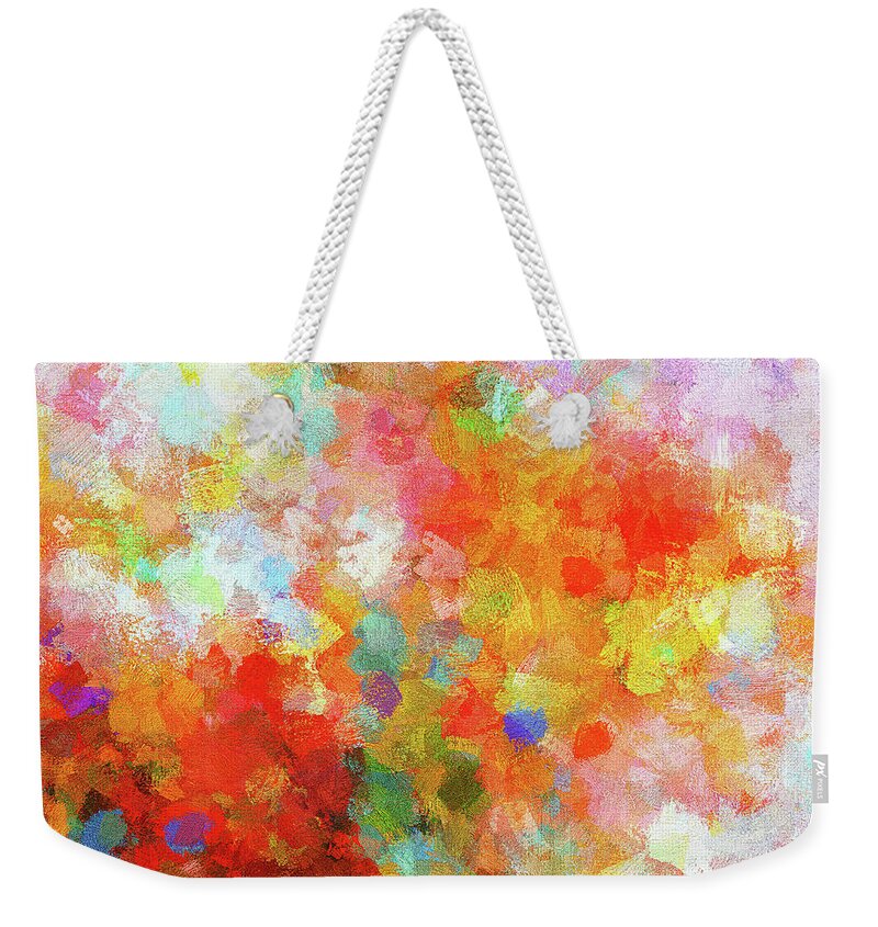 Abstract Weekender Tote Bag featuring the painting Colorful Abstract Painting by Inspirowl Design