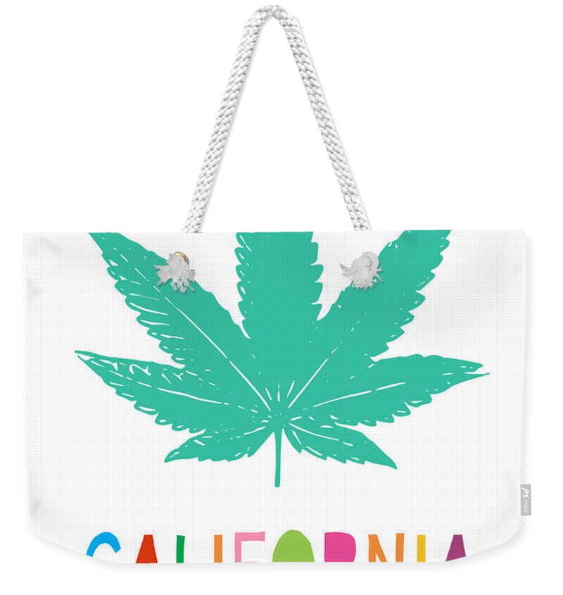 California Weekender Tote Bag featuring the mixed media Colorful California Cannabis- Art by Linda Woods by Linda Woods