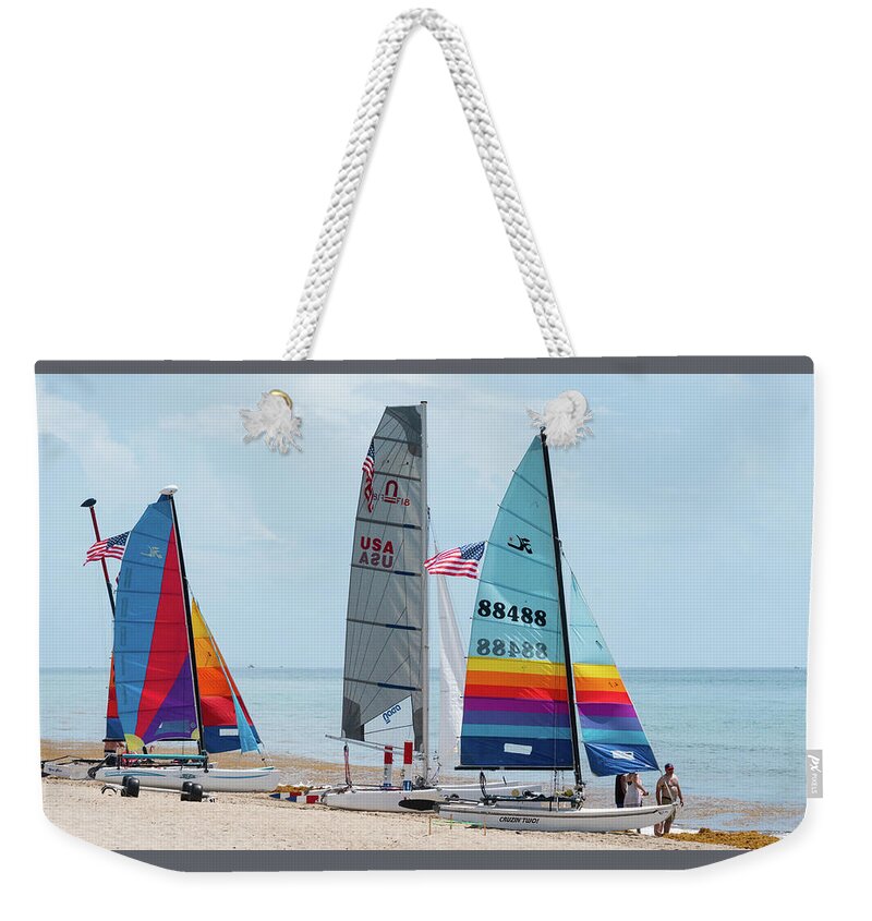 Florida Weekender Tote Bag featuring the photograph Colorful Catamarans 4 Delray Beach Florida by Lawrence S Richardson Jr