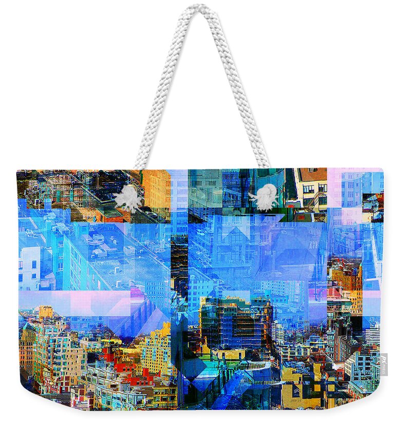 Collage Weekender Tote Bag featuring the digital art Colorful City Collage by Phil Perkins