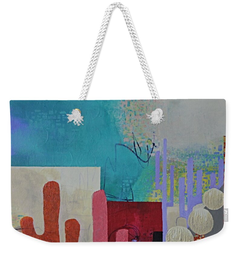 Abstract Weekender Tote Bag featuring the painting Colorful Desert by April Burton