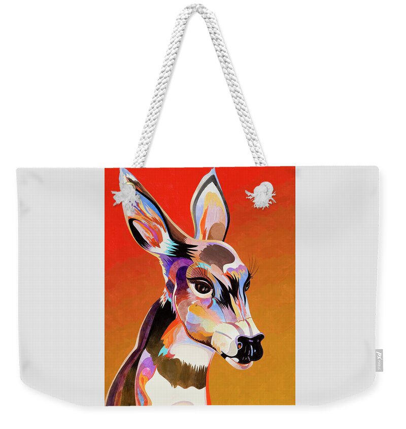 Animal Art Weekender Tote Bag featuring the painting Colorful Doe by Bob Coonts