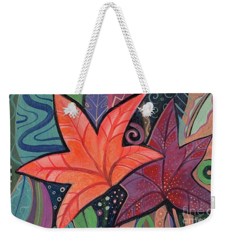 Leaves Weekender Tote Bag featuring the painting Colorful Fall by Helena Tiainen