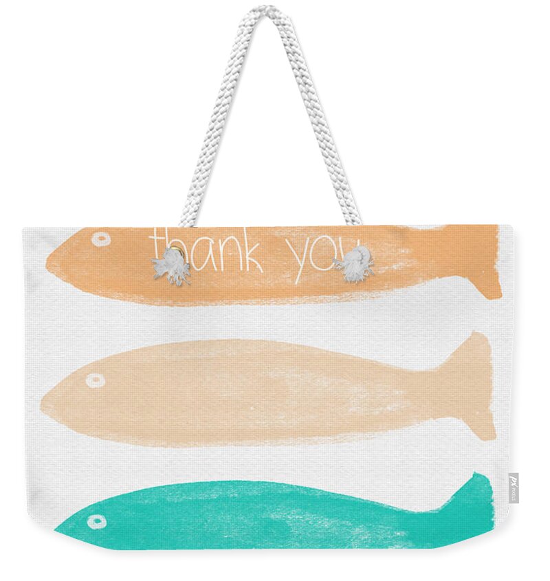 Goldfish Weekender Tote Bag featuring the painting Colorful Fish Thank You Card by Linda Woods