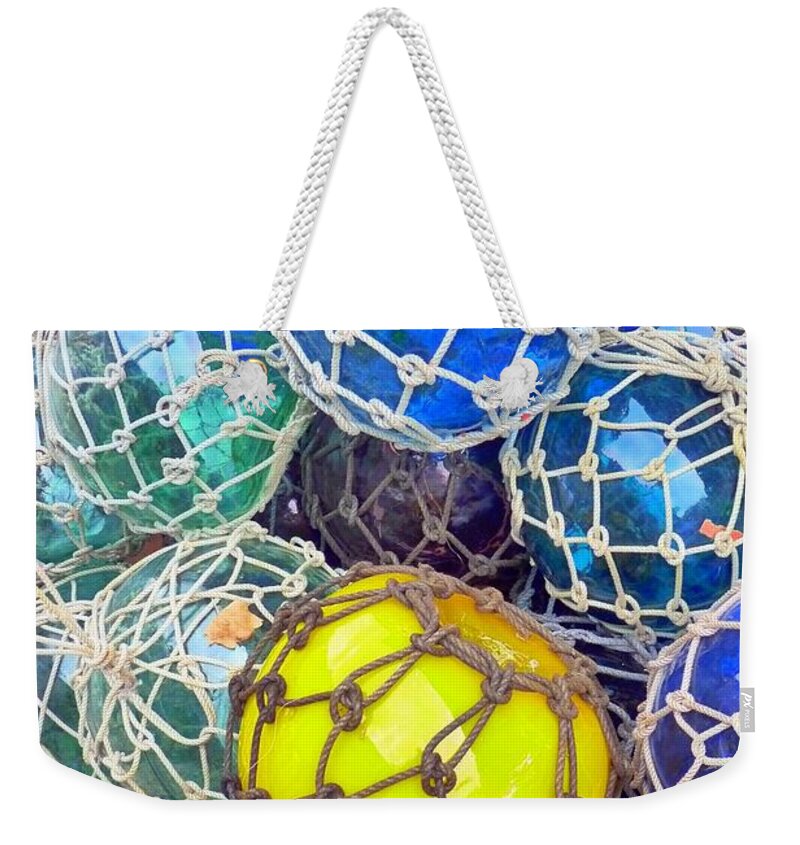 Glass Weekender Tote Bag featuring the photograph Colorful Glass Balls by Carla Parris