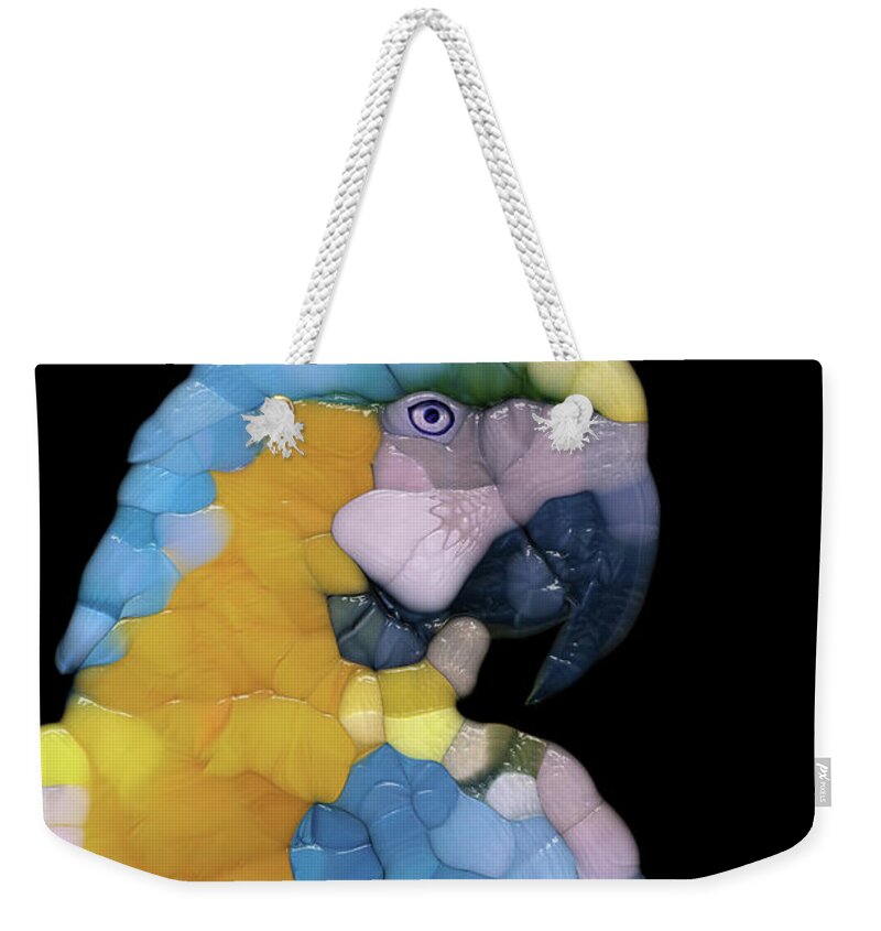 Parrot Weekender Tote Bag featuring the digital art Colorful Glass Parrot by Phil Perkins