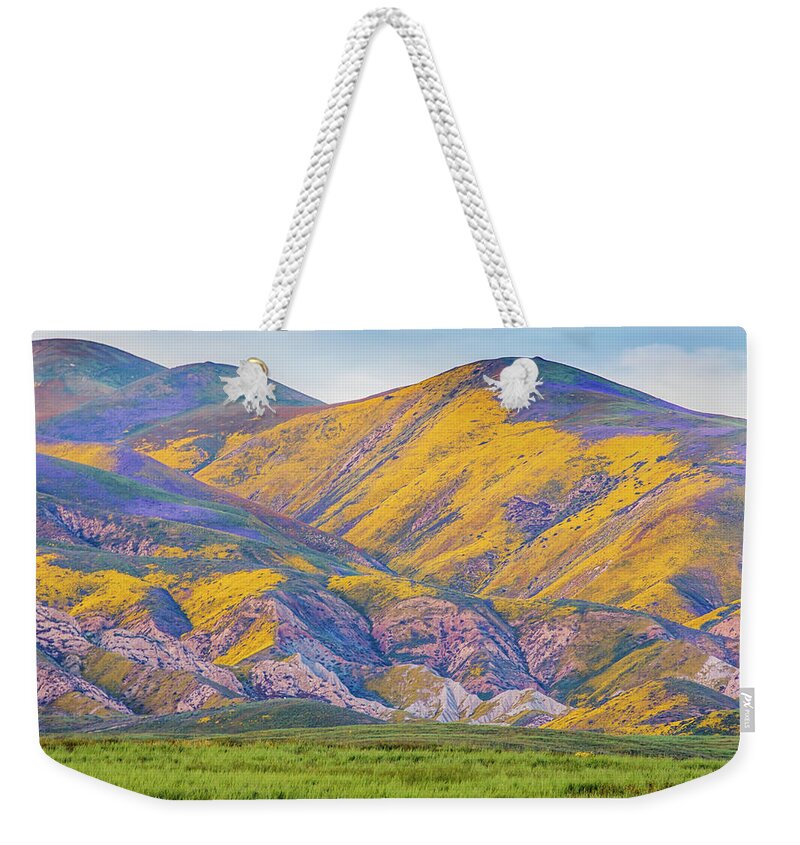 California Weekender Tote Bag featuring the photograph Colorful Hills at Sunset by Marc Crumpler
