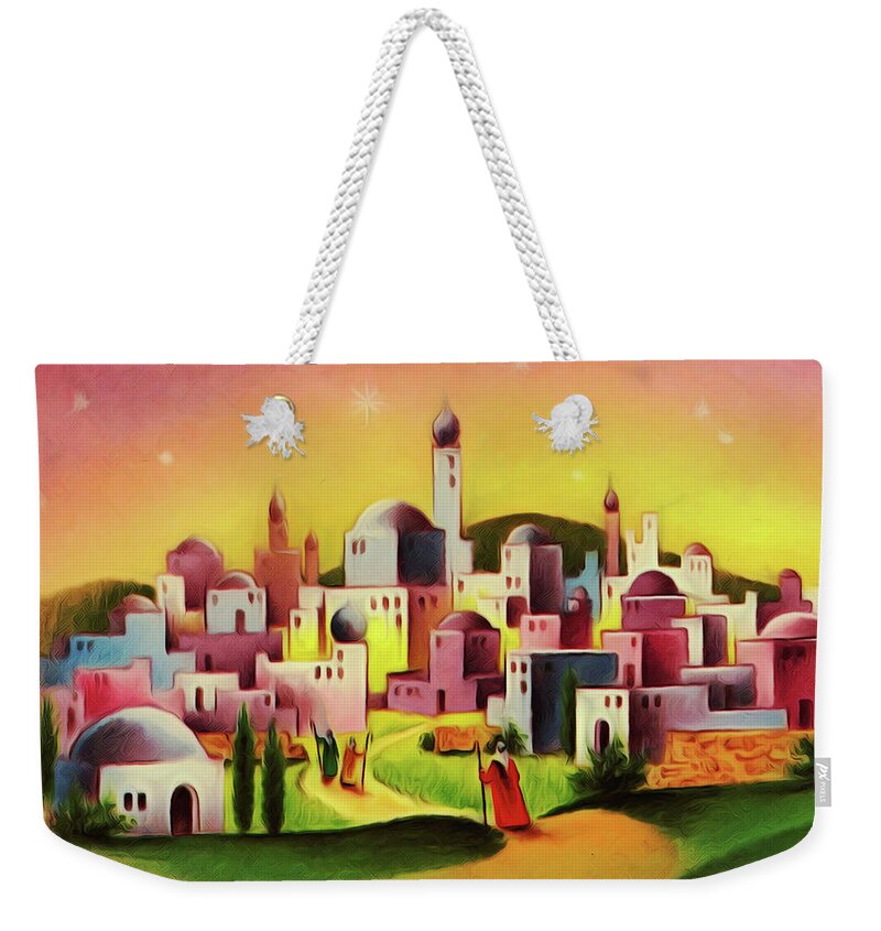 Colorful Houses Weekender Tote Bag featuring the painting Colorful Houses by Munir Alawi