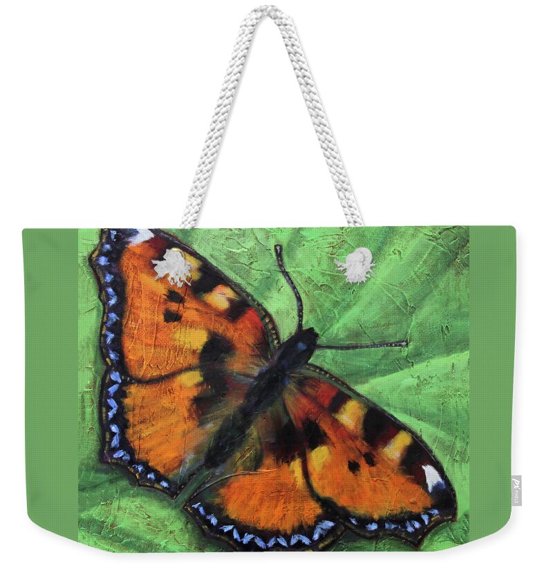 Eugene Weekender Tote Bag featuring the painting Tortoiseshell Butterfly by Tara D Kemp