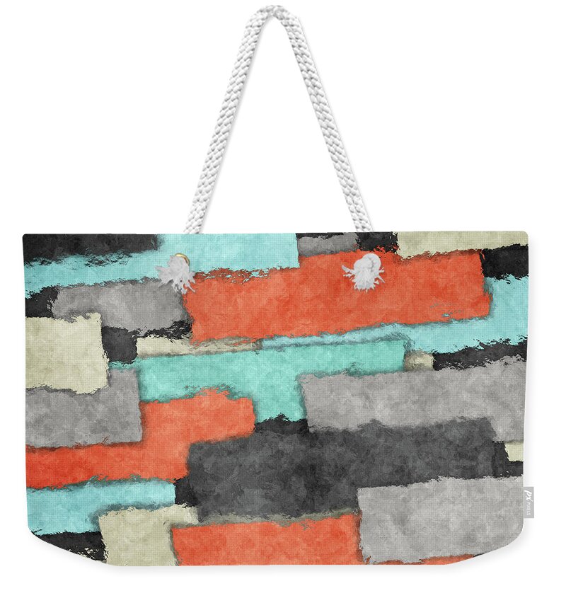 Pattern Weekender Tote Bag featuring the digital art Colorful Patchwork Abstract by Phil Perkins