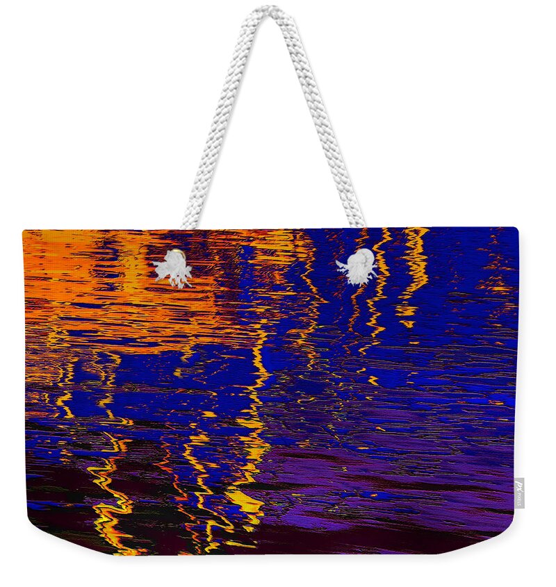 Abstract Weekender Tote Bag featuring the digital art Colorful ripple effect by Danuta Bennett