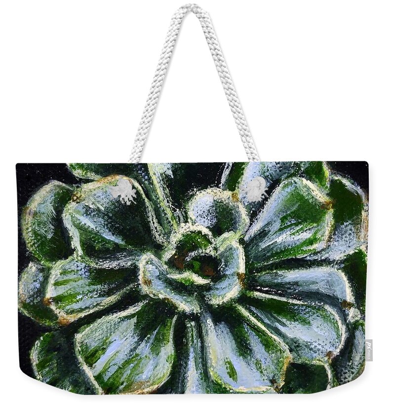 Succulent Weekender Tote Bag featuring the painting Colorful Succulent by Sandra Estes