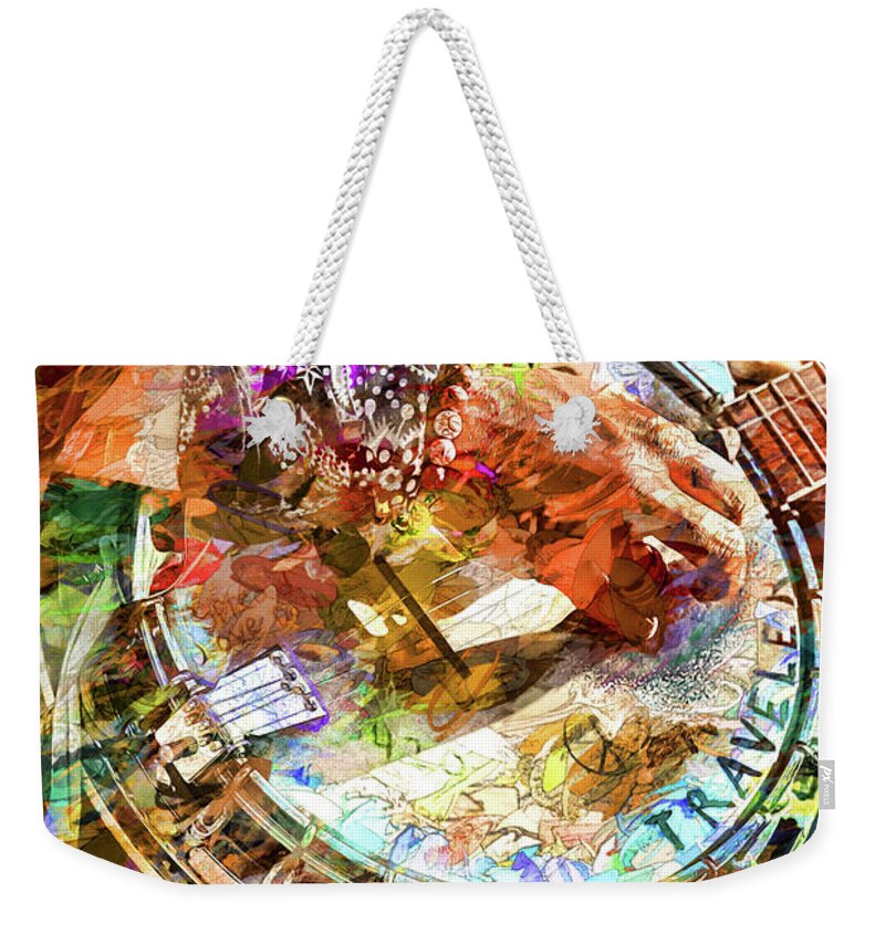 Buskers Weekender Tote Bag featuring the photograph Colors of a Banjo Busker by John Haldane