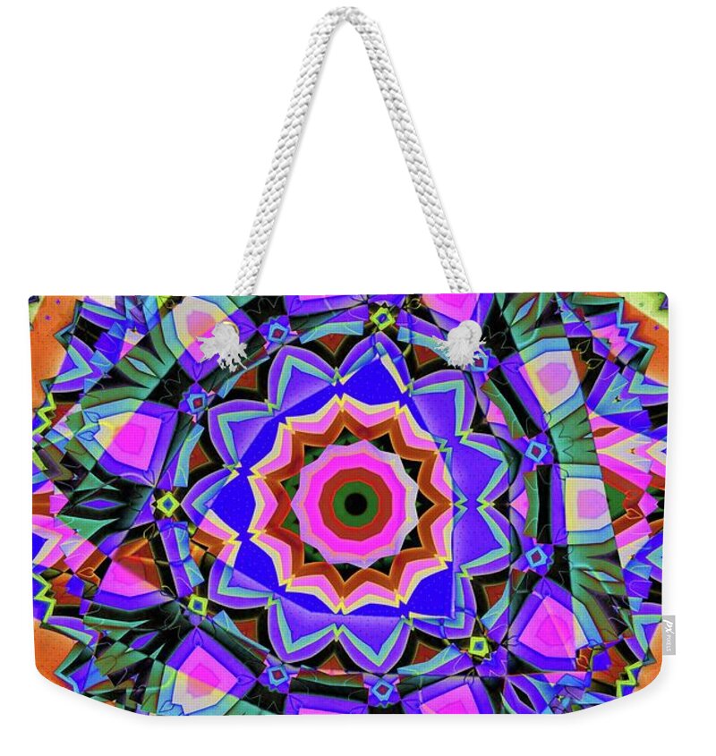 Abstract Weekender Tote Bag featuring the digital art Colors O're Laid by Ronald Bissett