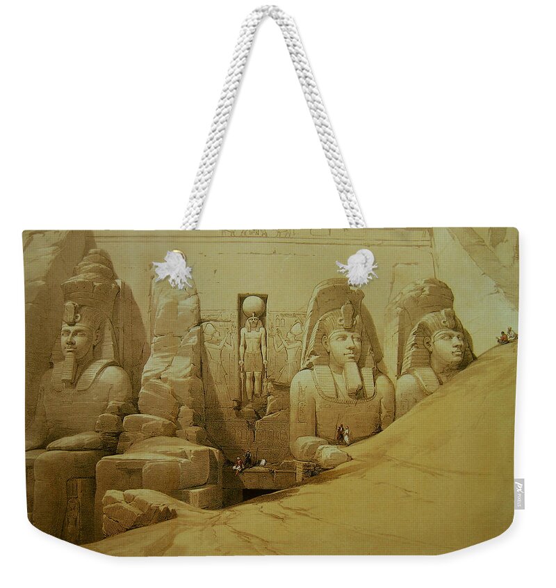 Scottish Art Weekender Tote Bag featuring the painting Colossal figures in front of the Great Temple of Aboo-Simbel by David Roberts