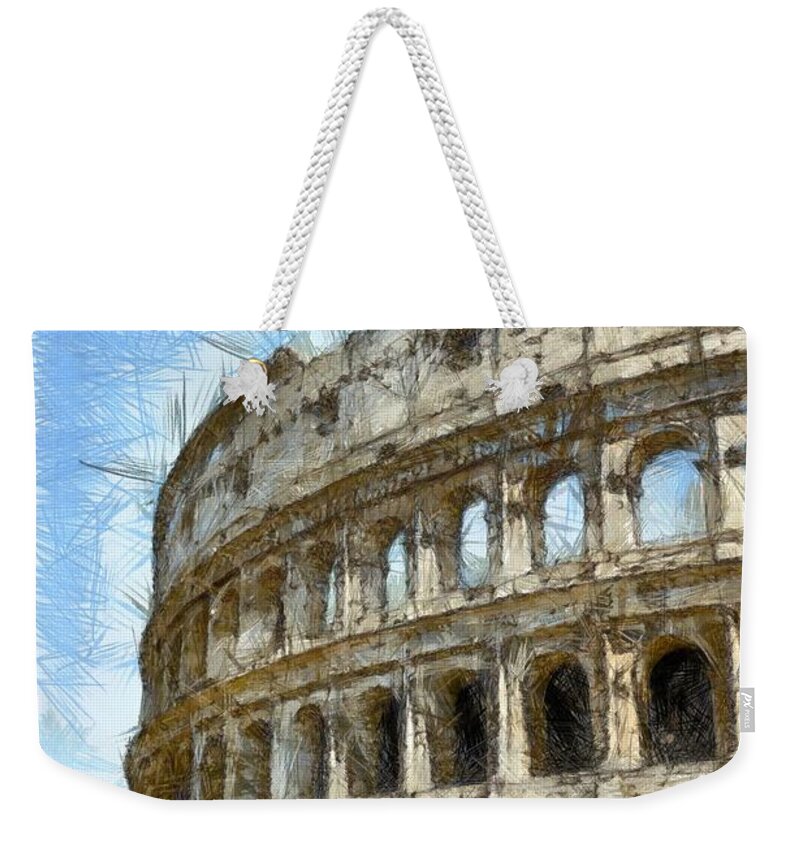 Colored Pencil Weekender Tote Bag featuring the photograph Colosseum or Coliseum Pencil by Edward Fielding