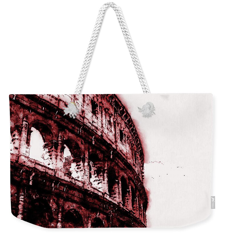 Rome Ancient Monument Weekender Tote Bag featuring the digital art Colosseum, Rome - 10 by AM FineArtPrints