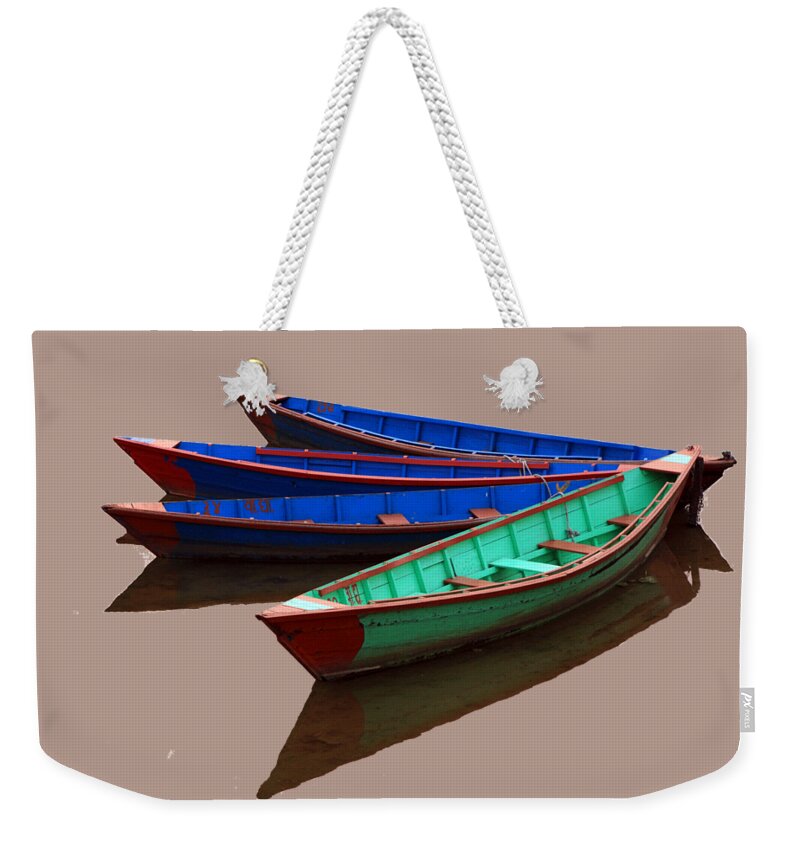 Himalayas Weekender Tote Bag featuring the photograph Nepalese Fishing Boats by Aidan Moran
