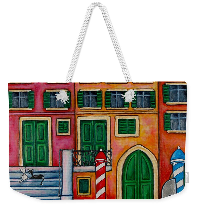 Italy Weekender Tote Bag featuring the painting Colours of Venice, Italy by Lisa Lorenz