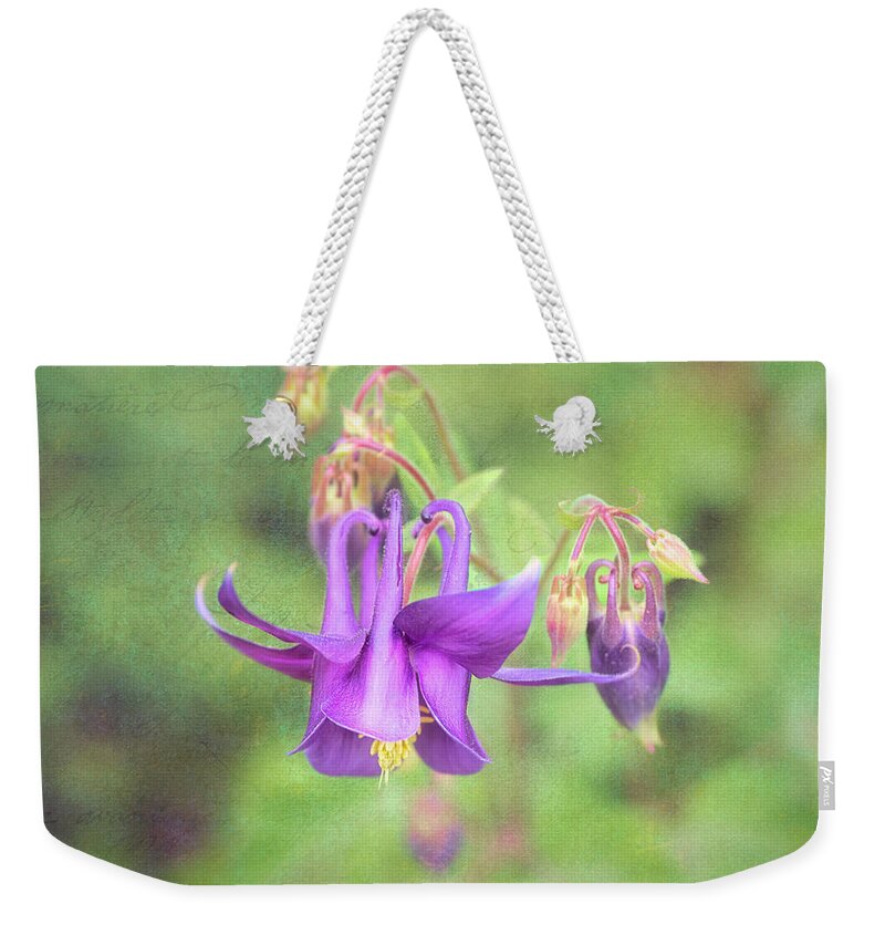 Flower Weekender Tote Bag featuring the photograph Columbine state flower of Colorado. by Usha Peddamatham
