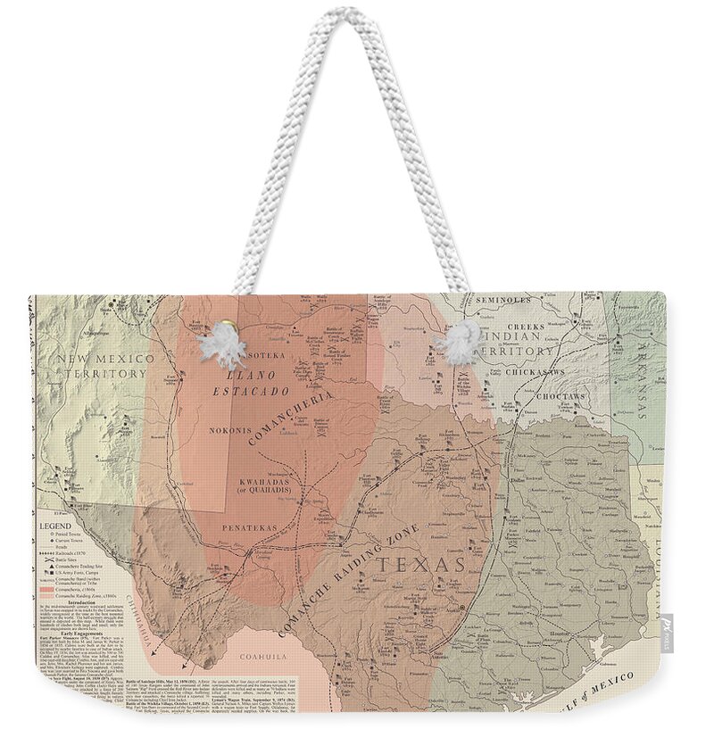 Texas Weekender Tote Bag featuring the digital art Comanches and War on the Texas Frontier by Al White