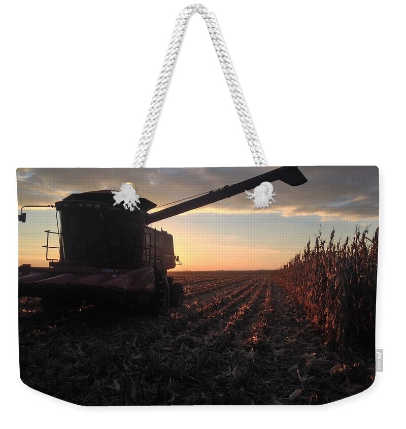 Combine Silhouette Weekender Tote Bag featuring the photograph Combine Silhouette by Dylan Punke