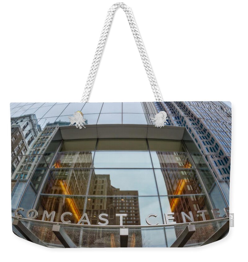 Center City Weekender Tote Bag featuring the photograph Comcast Center Philadelphia by Susan Candelario