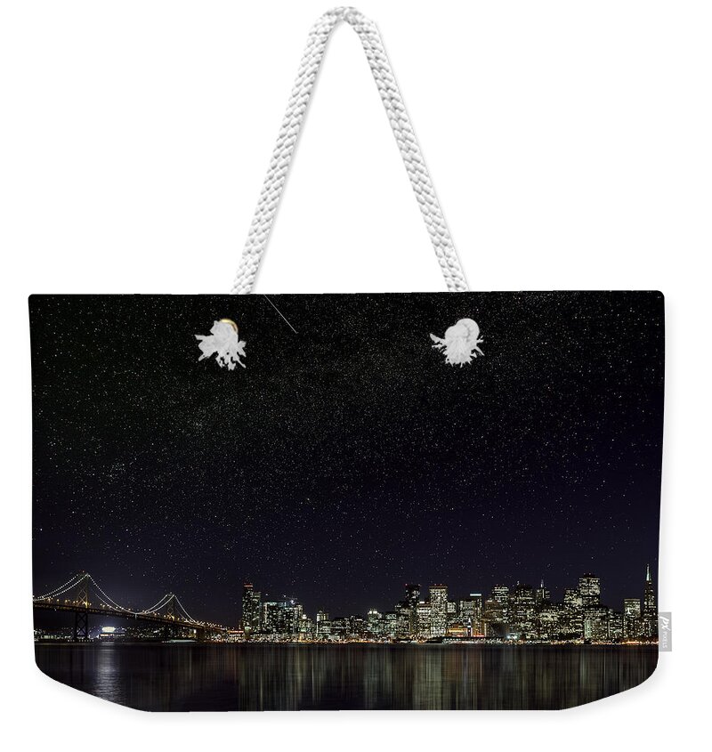 Boat Weekender Tote Bag featuring the photograph Comet Over San Francisco by Don Hoekwater Photography
