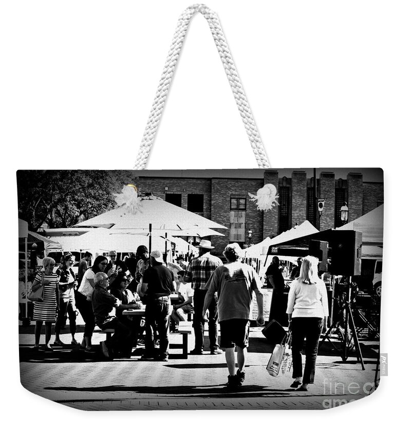 Photography Weekender Tote Bag featuring the photograph Community at the Farmers Market by Frank J Casella