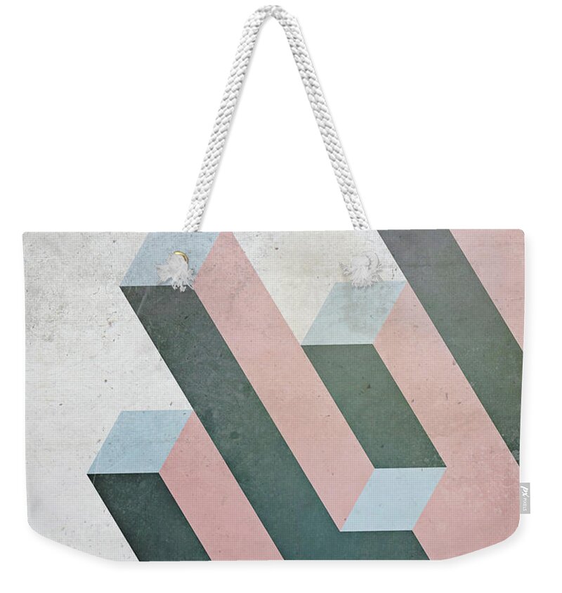Complex Weekender Tote Bag featuring the mixed media Complex Geometry by Emanuela Carratoni