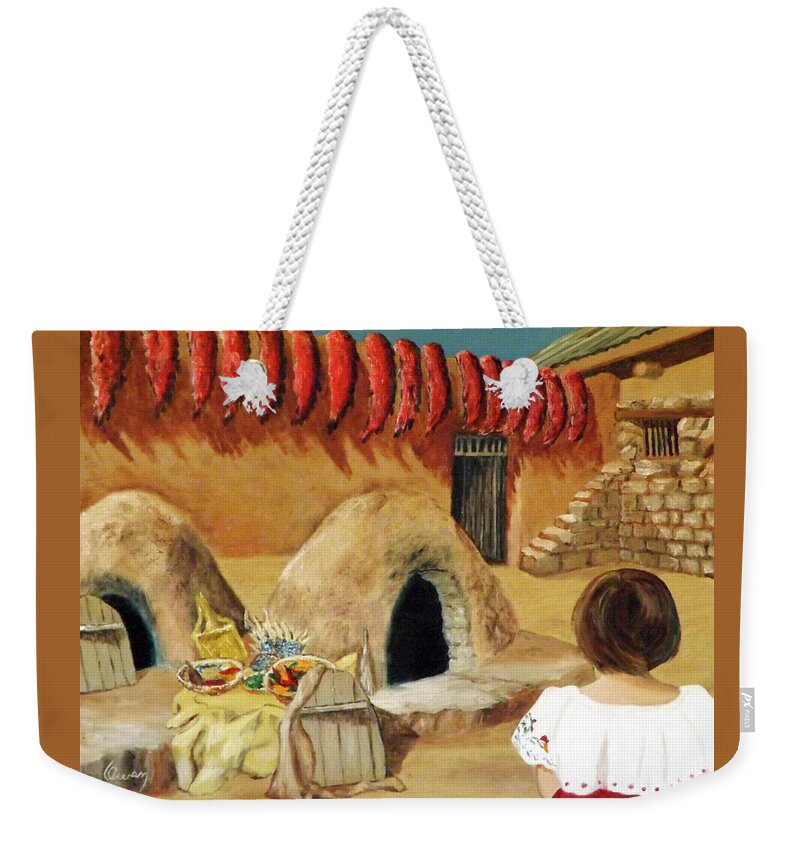 Landscape Weekender Tote Bag featuring the painting Compound Ovens by Carl Owen