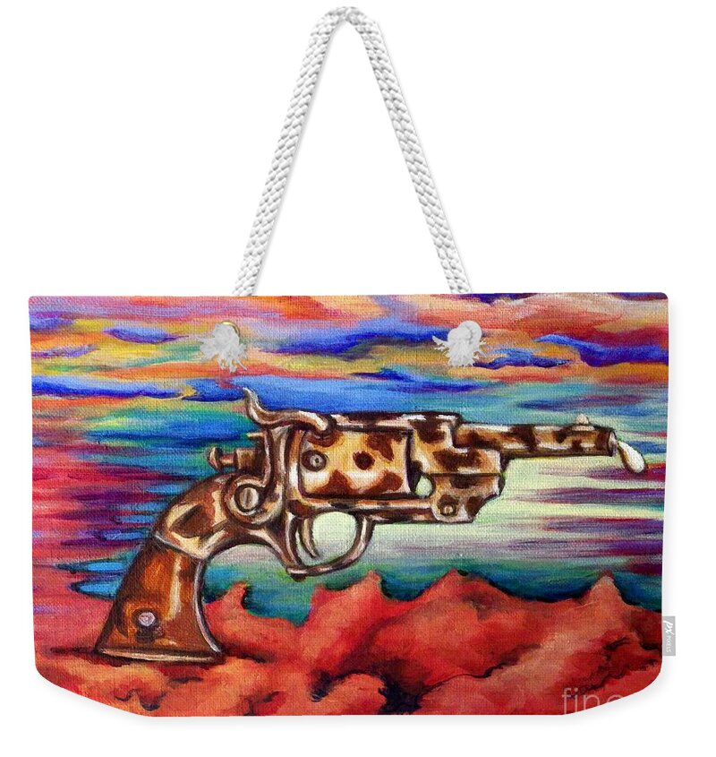Guns Weekender Tote Bag featuring the painting Conceal and Dairy by Linda Markwardt