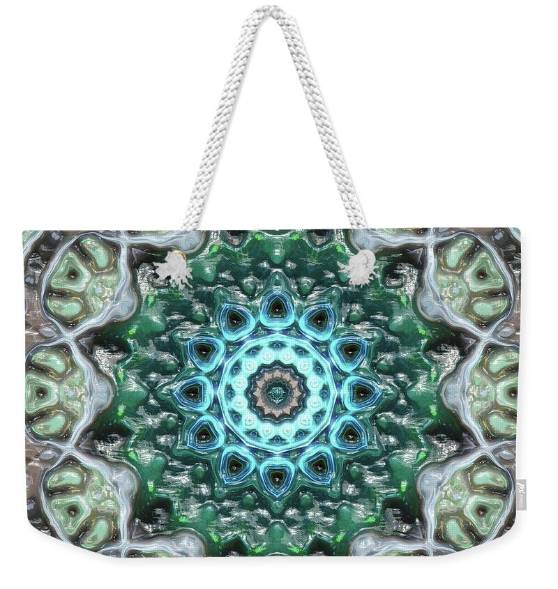 Glass Weekender Tote Bag featuring the digital art Concentric Blue Glass by Phil Perkins