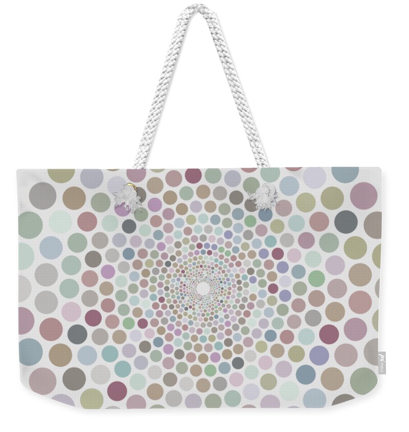 Abstract Weekender Tote Bag featuring the painting Vortex Circle - White by Hailey E Herrera