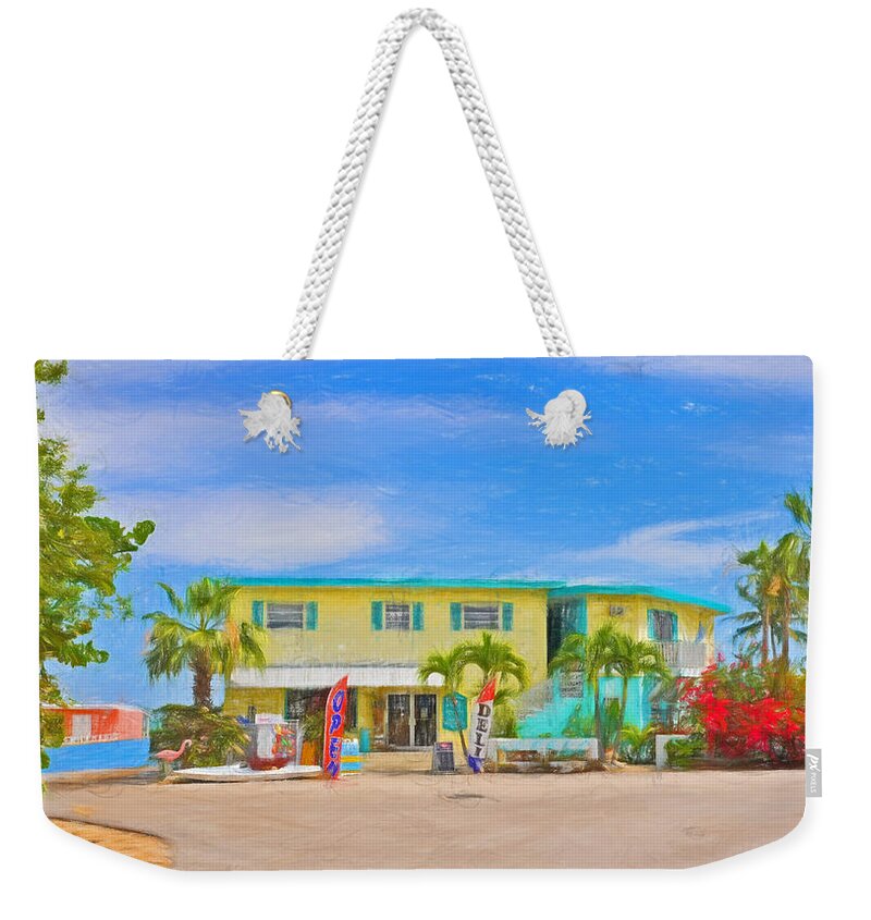 Conchkey Weekender Tote Bag featuring the photograph Conch Key Grocery Store 3 by Ginger Wakem