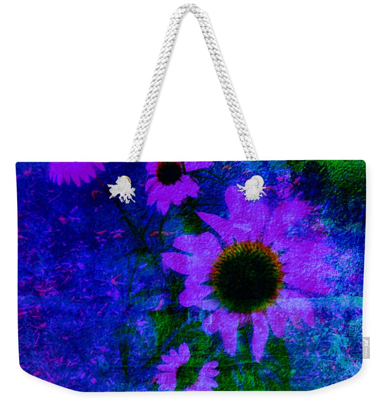 Mix Media Weekender Tote Bag featuring the mixed media Coneflowers abstract by MaryLee Parker