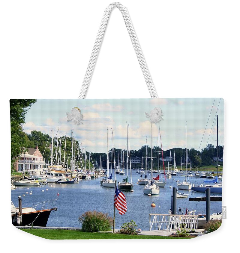 Harbor Weekender Tote Bag featuring the photograph Connecticut Harbor Town by Margie Avellino