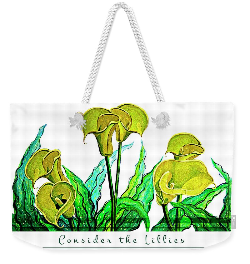 Oil Painting Weekender Tote Bag featuring the painting Consider the Lillies by Ian Anderson